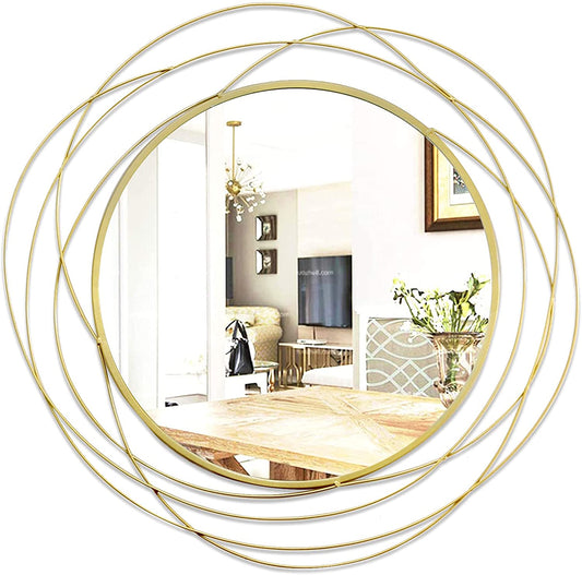 Wall Mirror Mounted round Decorative Mirrors Circle for Bathroom Vanity, Living Room or Bedroom 26.8” X26.8” (Gold)
