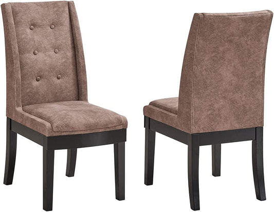 - Bierce Tufted Upholstered Fabric Dining Room Chairs, Set of 2, Dark Brown